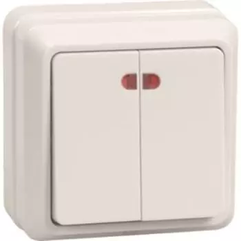 Выключатель IEK "ОКТАВА" EVO21-K33-10-DC, 2 кл., ОП, индик., 10А, IP20, крем., ВС20-2-1-Окм 259031