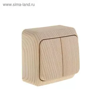 Выключатель "Этюд" BA10-002D, 10 А, 2 клавиши, наружный, цвет сосна