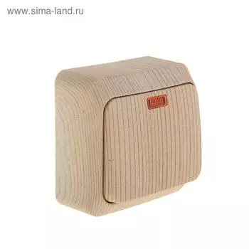 Выключатель "Этюд" SchE BA10-005D, 10 А, 1 клавиша, наружный, с подсветкой, цвет сосна