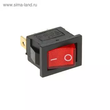 Выключатель клавишный REXANT RWB-206, 250 В, 6А (3с), ON-OFF, Mini, красный, с подсветкой