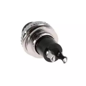 Выключатель-кнопка, 250 В, 2 А, ON-OFF, 2с, d=10,2 мм, без фикс., мет., черн. наб 10 ш.