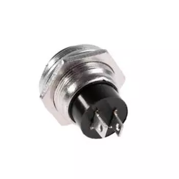 Выключатель-кнопка, 250 В, 2 А, ON-OFF, 2с, d=16,2 мм, без фикс., мет., черн. наб 10 ш.