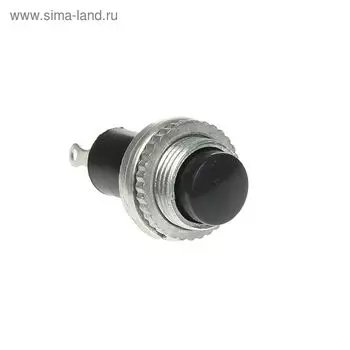 Выключатель-кнопка REXANT RWD-213, 220 В, 2А (2с), ON-OFF, d=10.2, металл, Mini, черная