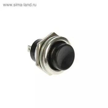 Выключатель-кнопка REXANT RWD-306, металл, 220 В, 2А (2с), ON-OFF, d=16.2, черная