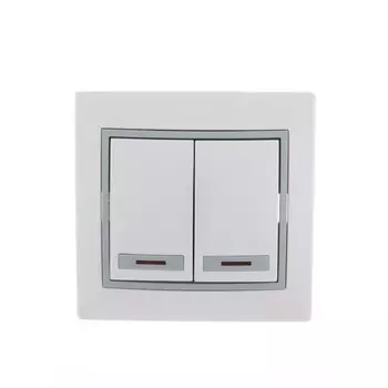 Выключатель LEZARD 701-0215-112 Mira, СП, 10А, 2 клавиши, цвет серый