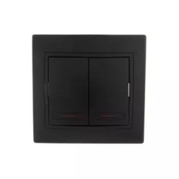 Выключатель LEZARD 701-4242-112 Mira, СП, 10А, 2 клавиши, цвет чёрный