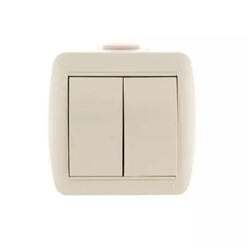 Выключатель LEZARD 710-0300-101 Nata, ОП, 10А, 2 клавиши, цвет кремовый