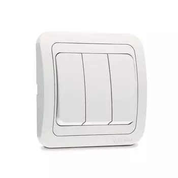 Выключатель Makel 12091 Mimoza, СП, 10А, 3 клавиши, цвет белый/цвет белый