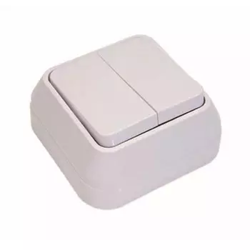 Выключатель Makel 45103, ОП, 10А, 2 клавиши, цвет белый