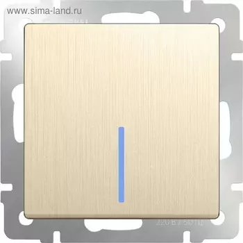 Выключатель одноклавишный проходной с подсветкой WL10-SW-1G-2W-LED, цвет шампань