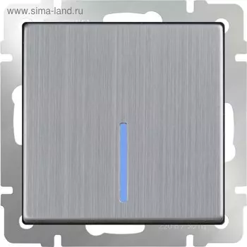 Выключатель одноклавишный с подсветкой WL02-SW-1G-LED, цвет никель