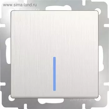 Выключатель одноклавишный с подсветкой WL13-SW-1G-LED, цвет перламутровый рифленый