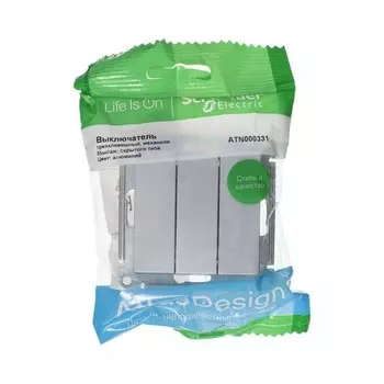 Выключатель SchE ATN000331 AtlasDesign, СП, 10А, 3 клавиши,