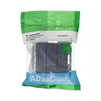 Выключатель SchE ATN000731 AtlasDesign, СП, 10А, 3 клавиши, цвет грифель