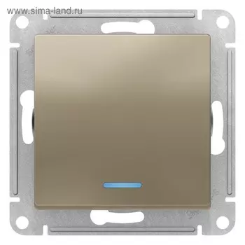 Выключатель SE ATLASDESIGN, 10 А, 1 клавиша, с подсветкой, сх.1а, механизм, цвет шампань