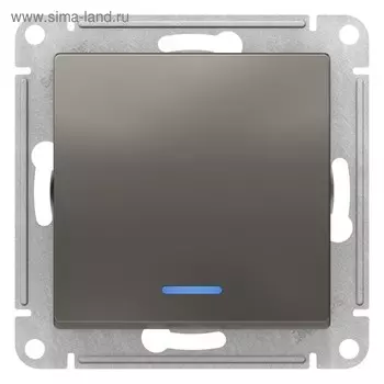 Выключатель SE ATLASDESIGN, 10 А, 1 клавиша, с подсветкой, сх.1а, механизм, цвет сталь