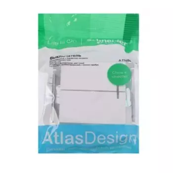 Выключатель SE ATLASDESIGN, 10 А, 2 клавиши, IP20, скрытый, с подсветкой, белый, ATN000153