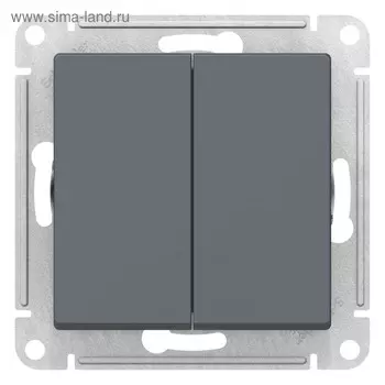 Выключатель SE ATLASDESIGN, 10 А, 2 клавиши, сх.5, механизм, цвет грифель