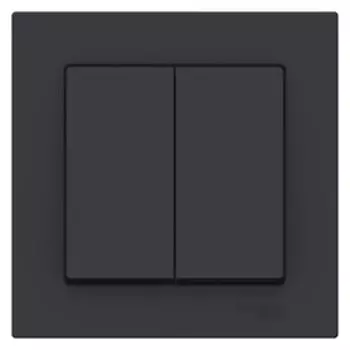 Выключатель SE ATLASDESIGN, 10 А, 2 клавиши, в сборе, сх.5, цвет карбон