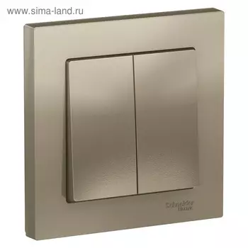 Выключатель SE ATLASDESIGN, 10 А, 2 клавиши, в сборе, сх.5, цвет шампань