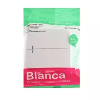 Выключатель SE Blanca, 6 А, 2 клавиши, IP20, накладной, с подсветкой, белый, BLNVA065111