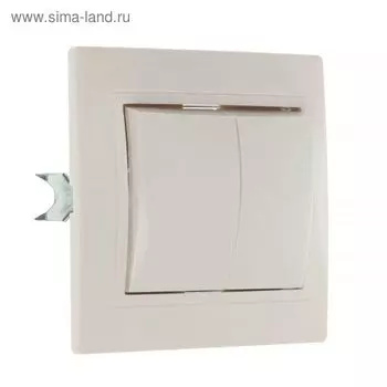 Выключатель Smartbuy "Венера", 10 А, 2 клавиши, скрытый, белый