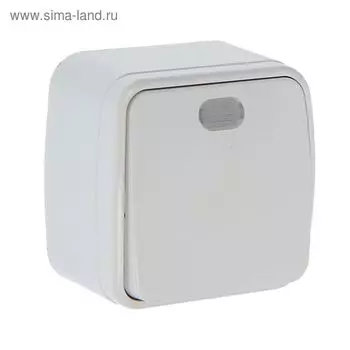 Выключатель СОЮЗ "Электра", 10 А, 1 клавиша, наружный, с подсветкой, белый