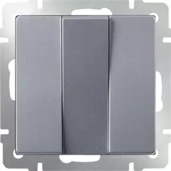 Выключатель трехклавишный WL06-SW-3G, цвет серебряный