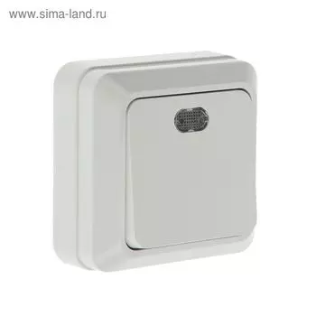 Выключатель UNIVersal "Олимп", 10 А, 1 клавиша, наружный, с подсветкой, белый