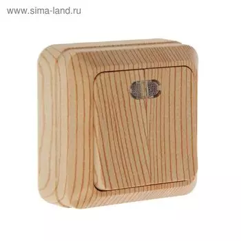 Выключатель UNIVersal "Олимп", 10 А, 2 клавиши, наружный, с подсветкой, цвет сосна