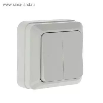 Выключатель UNIVersal "Олимп", 10 А, 2 клавиши, наружный, белая
