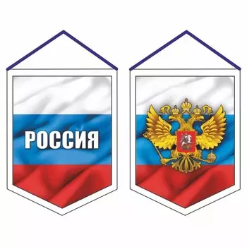 Вымпел "Россия", 100 х 140 мм, двусторонний