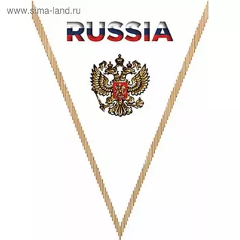 Вымпел треугольный RUSSIA фон белый, 260х200 мм, цветной, Skyway