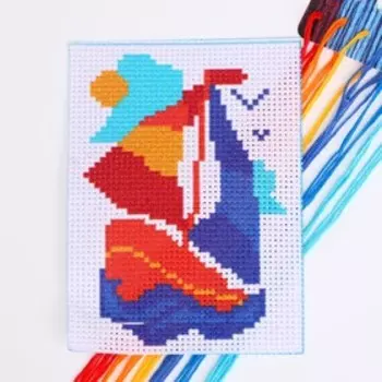 Вышивка крестиком «Кораблик», набор для творчества, 14 х 10 см