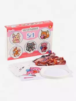 Вышивка крестиком на пяльцах «Милые животные 5 в 1», 15 см, набор для творчества