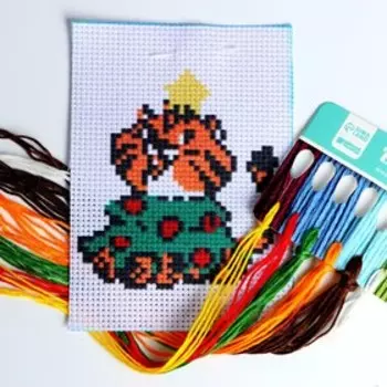 Вышивка крестиком «Тигрёнок-ёлочка», 14х10 см