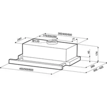 Вытяжка KRONA KAMILLA 500, встраиваемая, 390 м3/ч, 3 скорости, 50 см, коричневая