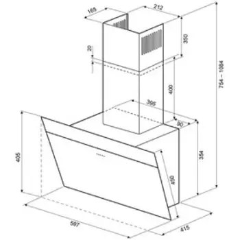 Вытяжка KRONA KRISTEN 600 BLACK/INOX S, наклонная, 1000 м3/ч, 3 скорости, 60 см