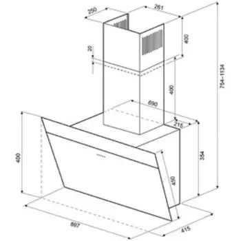 Вытяжка KRONA KRISTEN 900 white/inox S, наклонная, 1000 м3/ч, 3 скорости, 90 см, белая