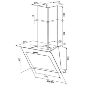 Вытяжка KRONA LIVA 600 BLACK PB, наклонная, 550 м3/ч, 3 скорости, 60 см, чёрная