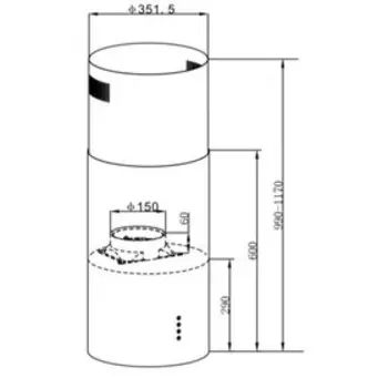 Вытяжка Maunfeld Lee Light (Isla) 35, островная, 3 скорости, 1050 м3/ч, 35 см, чёрная