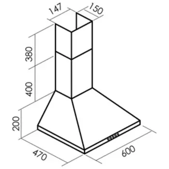 Вытяжка MBS GERBERA 160 BLACK, купольная, 550 м3/ч, 3 скорости, 60 см, чёрная