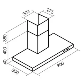 Вытяжка MBS MUSA 190 INOX, каминная, 890 м3/ч, 3 скорости, 90 см, серебристая