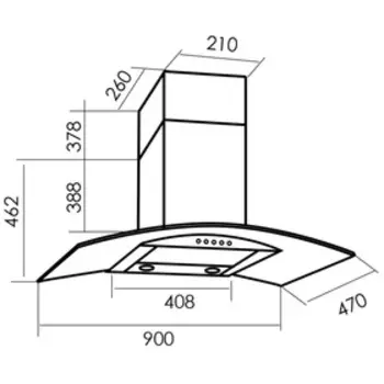 Вытяжка MBS RUTA 190 GLASS, каминная, 600 м3/ч, 3 скорости, 90 см, стекло/серебристая