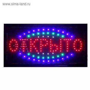 Вывеска светодиодная LED 4825 см. «ОТКРЫТО/ЗАКРЫТО», 2 режима 220V