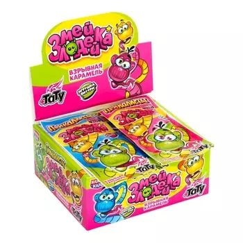Взрывная карамель с игрушкой и татуировкой "Приколисты. Змейка-Злодейка", 1 г