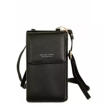 W108Y715 Сумка кросс-боди/кошелек на рег. ремне, отдел на кнопке, цвет черный 18х11х2см