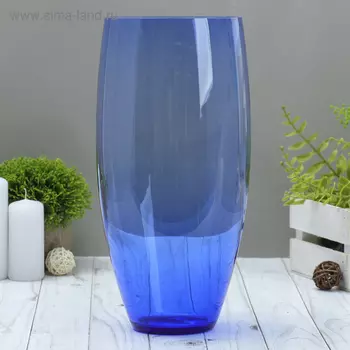 Ваза «Бочка», d=13 см, h=30 см, стекло, синяя