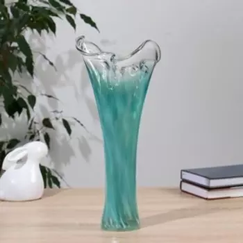 ваза "Волна" h 400 мм. (в стеклокрошку) Зел.