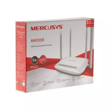 Wi-Fi роутер Mercusys MW325R, 300 Мбит/с, 3 порта 100 Мбит/с, белый